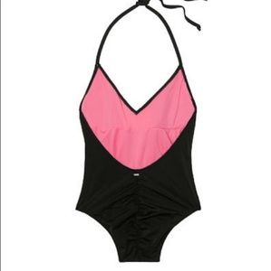 PINK HALTER TIE CHEEKY SWIMSUIT L